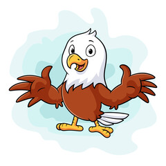 Cute eagle cartoon on white background