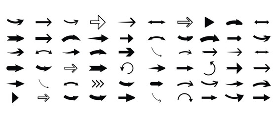 set of arrow vector icons on white background.