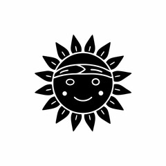 Sun Wearing a Bandana and Smiling Icon vector illustration