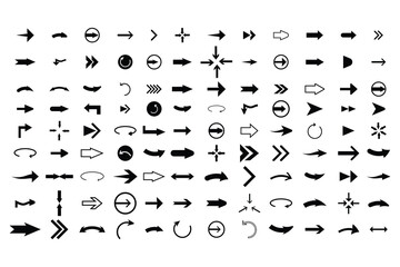set of arrow vector icons on white background.