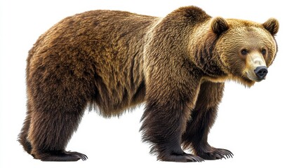 Fototapeta premium Grizzly bear walking in a natural habitat wildlife photography forest environment close-up view