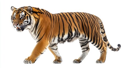Fototapeta premium Majestic tiger walking in nature wildlife photography natural habitat side view animal behavior