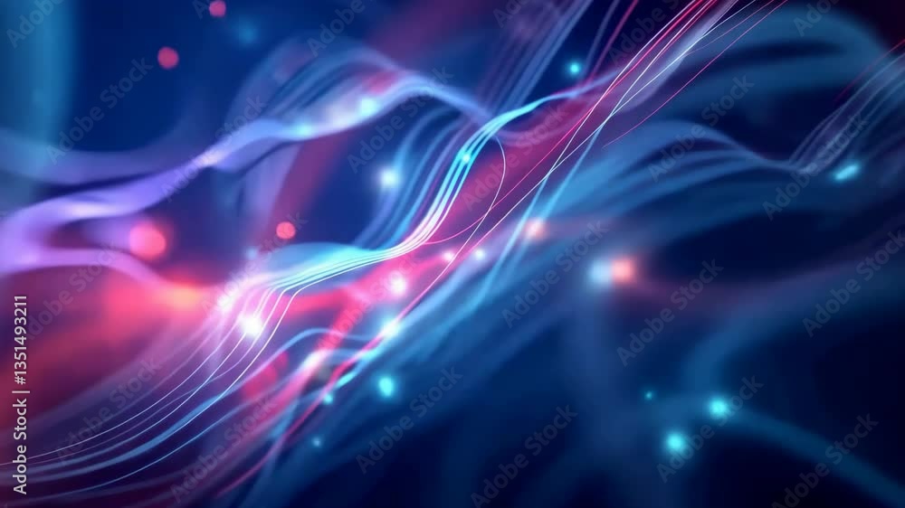 Poster this abstract visual art piece features vibrant digital waves, blending light and color. it symboliz