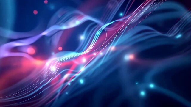 This abstract visual art piece features vibrant digital waves, blending light and color. It symbolizes ongoing technological advancement, inspiring growth and progress in various industries