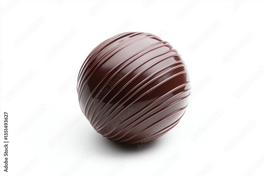 Poster single artistic chocolate truffle on white background with smooth texture in studio setting