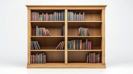 Bookshelf arrangement home library furniture display minimalist design eye-level view organized reading space