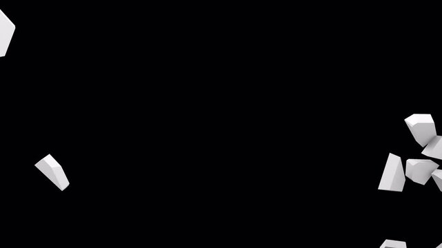 3D Animation - White wall breaking in slow motion on transparent background with alpha channel.