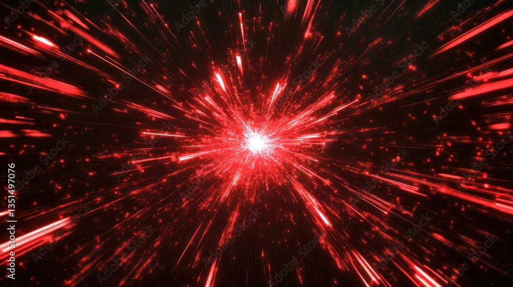 Poster dynamic red light burst with motion effects in space