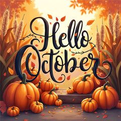 Hello october typography background