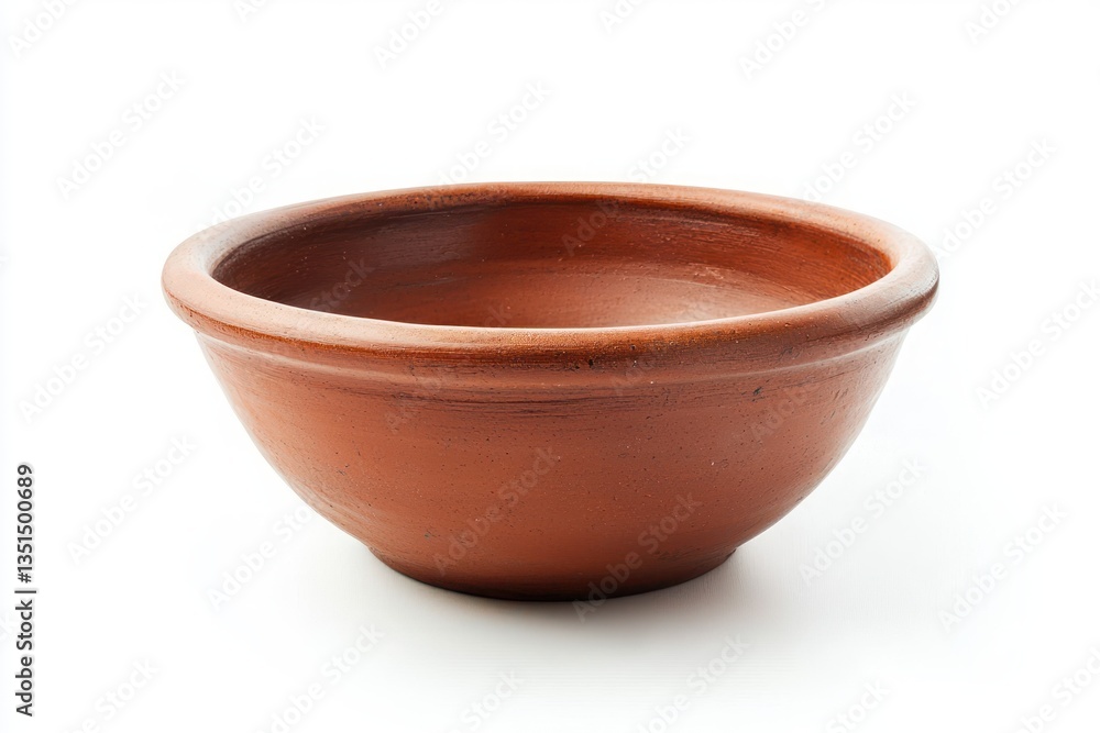 Poster rustic terracotta bowl casting shadow on white studio background simple elegance and pottery creatio
