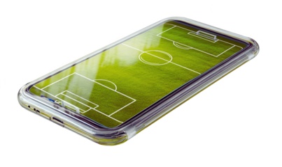 Mobile Soccer Game Concept, 3D Render, Transparent Background