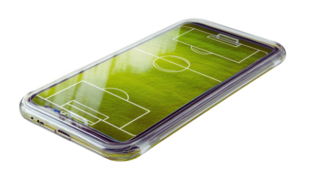 Mobile Soccer Game Concept, 3D Render, Transparent Background