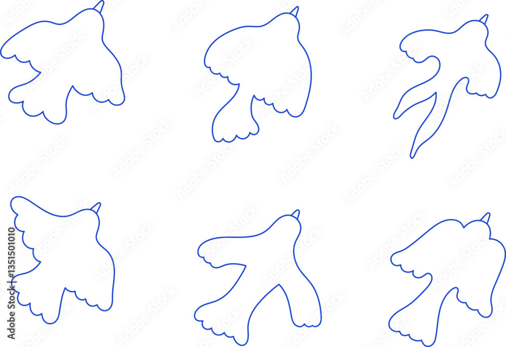 Poster vector set of bird in simple linear hand drawn style. hand drawn vector illustration.