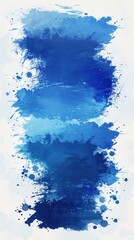 Obraz premium Abstract vertical blue watercolor paint splatters on white background