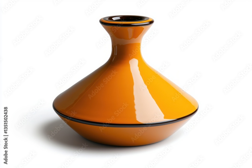 Aufkleber elegant amber ceramic vase with glossy finish presented against a clean white blackground creating s