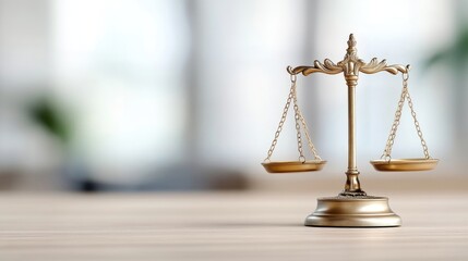 Golden scales of justice on a table