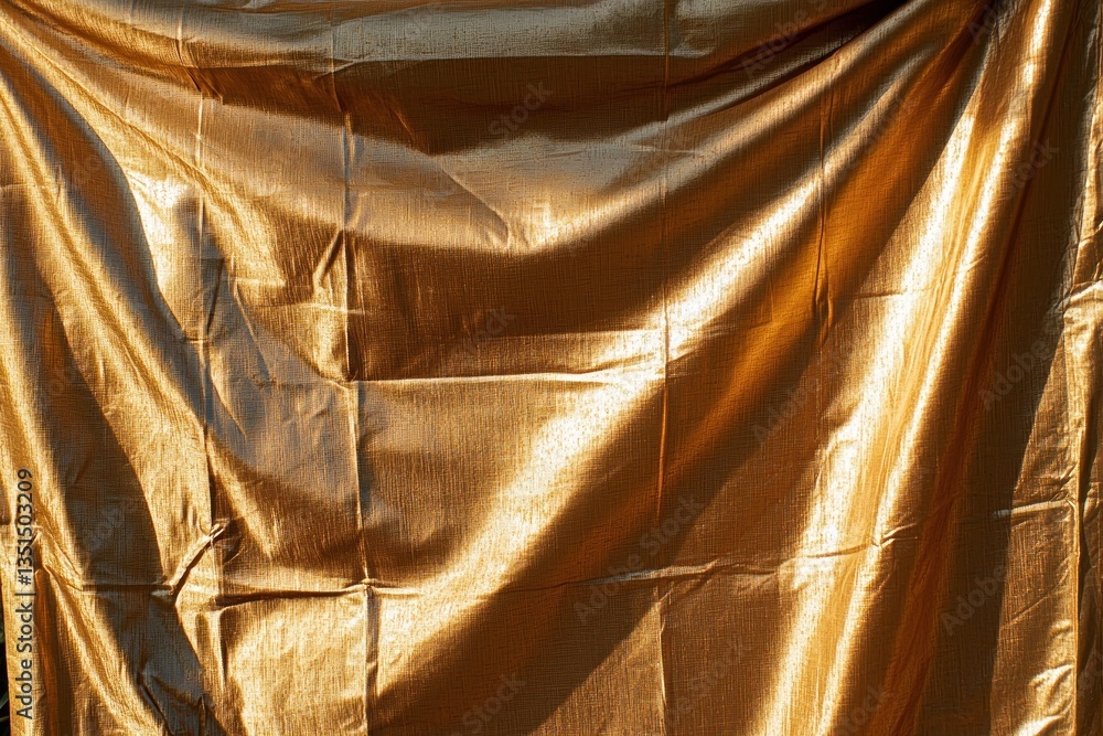 Poster golden fabric texture with captivating light play creates a dynamic visual great for abstract backdr