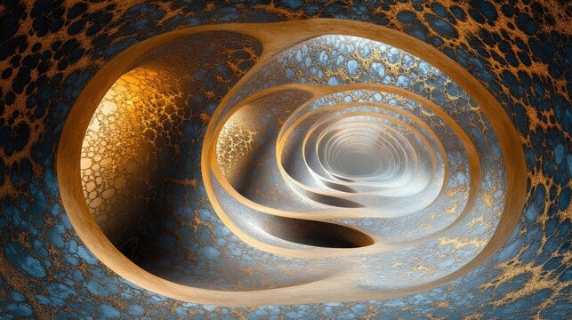 Abstract spiral architectural ceiling, intricate design, modern interior. Possible use Stock photo for interior design magazines or websites - Powered by Adobe