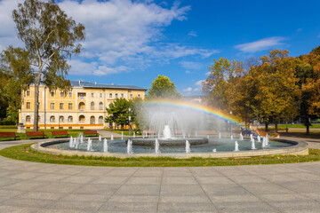 Fontanna i Starym Dom Zdrojowy w Krynicy. © Jacek