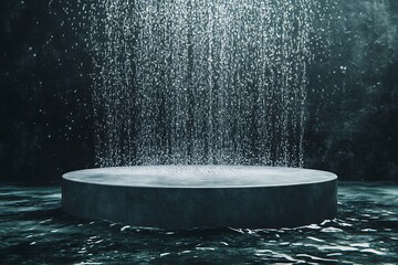 Rain Drops on a Dark Concrete Platform