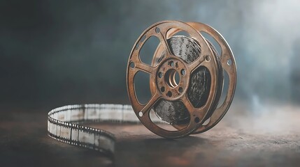 Obraz premium Vintage Film Reel with Dark Background.