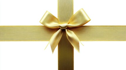 Elegant golden gift box with a ribbon on a white background, symbolizing celebration