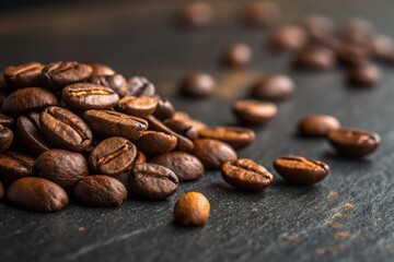 Fototapeta premium Coffee bean on dark background. Coffee on table