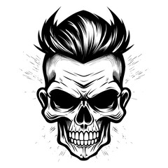 Bold black and white skull illustration, perfect for edgy and graphic designs.