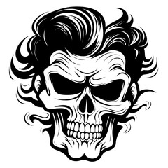 Bold black and white skull illustration, perfect for edgy and graphic designs.