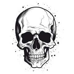 Bold black and white skull illustration, perfect for edgy and graphic designs.