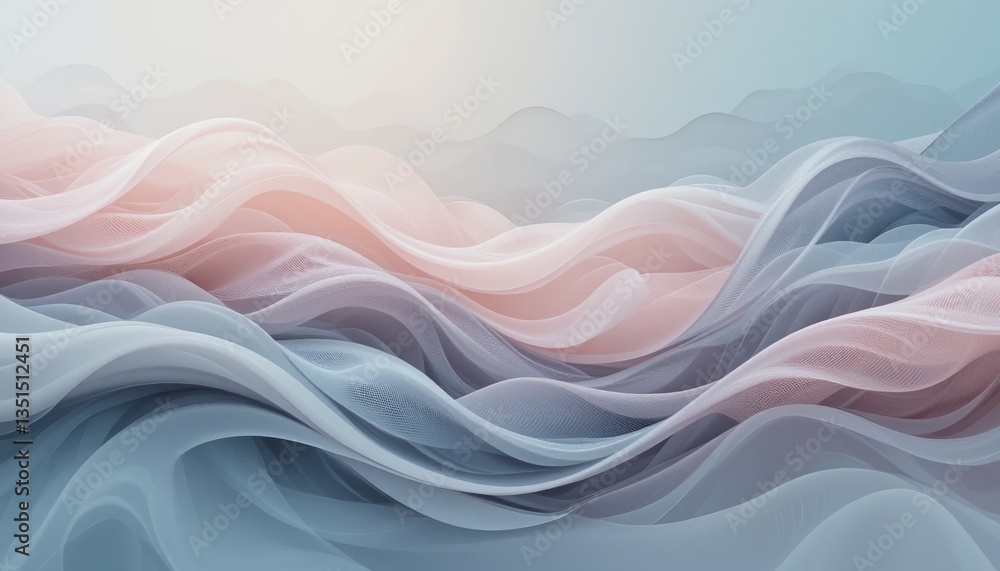 Poster fluid motion abstract waves digital artwork soft color palette tranquil environment artistic perspec