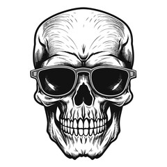 Bold black and white skull illustration, perfect for edgy and graphic designs.