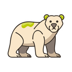 Polar bear cartoon with green ear detail