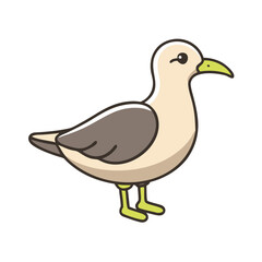 Obraz premium Cartoon seagull with green feet in flat style