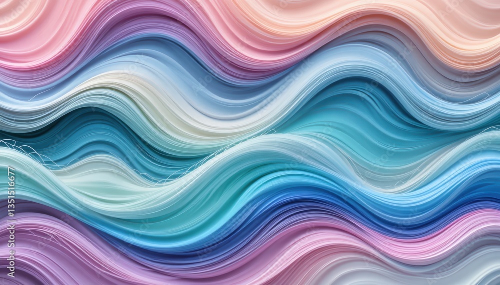 Poster flowing color waves creating a serene abstract art experience digital artwork modern space vibrant a