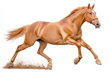 Fototapeta premium Graceful chestnut horse galloping in motion