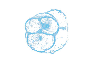 Bright light blue watercolor or ink stain with watercolor marks on transparent background.
