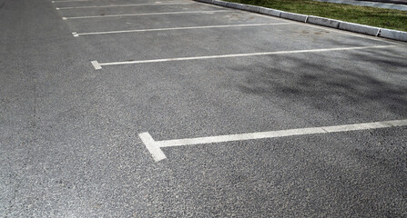 Outdoor road markings for parking spaces, empty car park © Sea_Inside_Soul