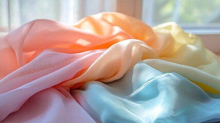 Lightweight summer dress in pastel shades folded neatly on a table