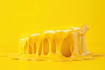 A yellow block dripping with thick and glossy yellow liquid