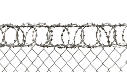 barbed wire fence isolated on white