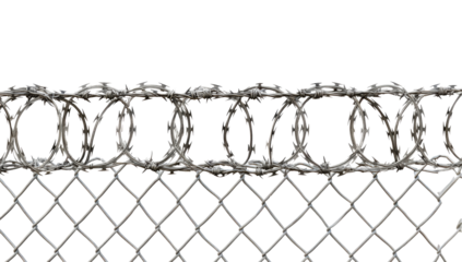 barbed wire fence isolated on white