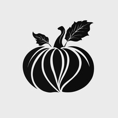 Modern Style Abstract Pumpkin Logo in Black and White, Art Deco Style