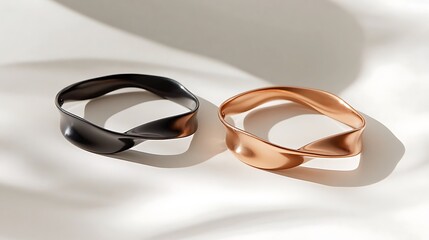 Two elegant bracelets with minimalist designs, placed side by side