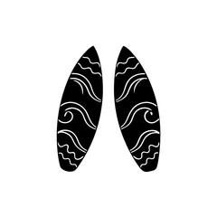 creative details Surfboard with Ocean Waves Patterned on It Icon vector illustration 