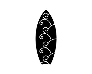 creative details Surfboard with Ocean Waves Patterned on It Icon vector illustration 