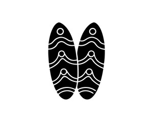 creative details Surfboard with Ocean Waves Patterned on It Icon vector illustration 