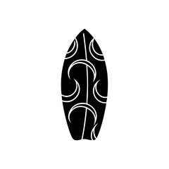 creative details Surfboard with Ocean Waves Patterned on It Icon vector illustration 