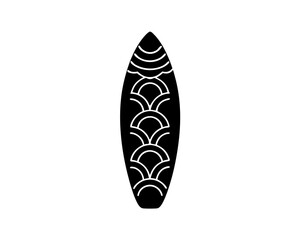 creative details Surfboard with Ocean Waves Patterned on It Icon vector illustration 