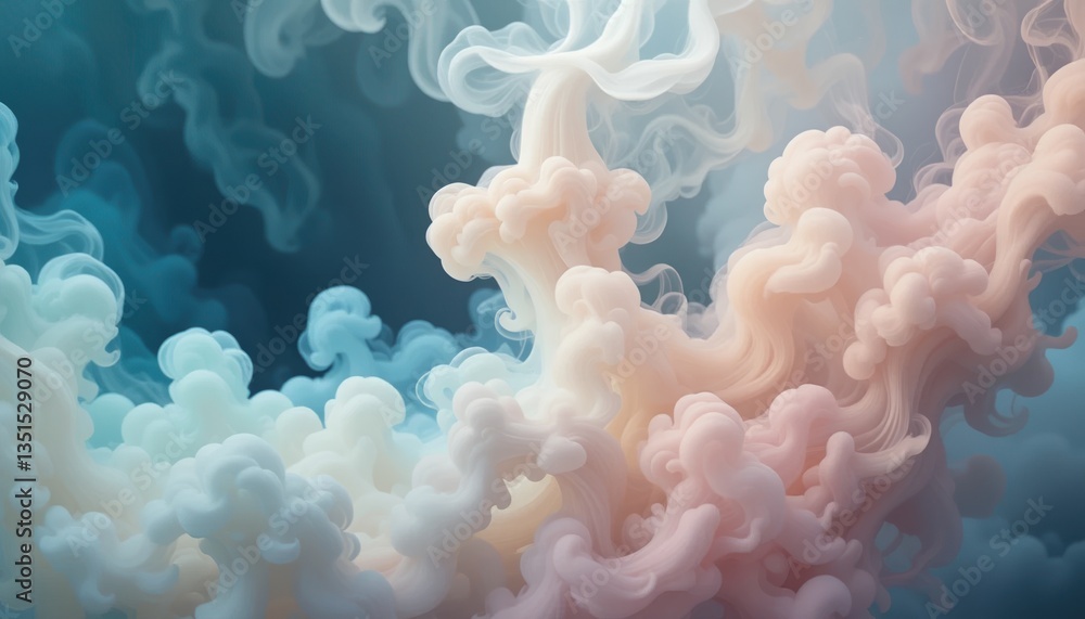 Poster dynamic swirling clouds abstract art digital composition ethereal atmosphere close-up view visual co